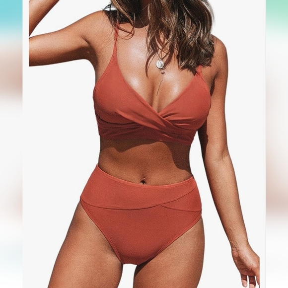 Marsala Twist High Waisted Bikini Set - Picture 1 of 5